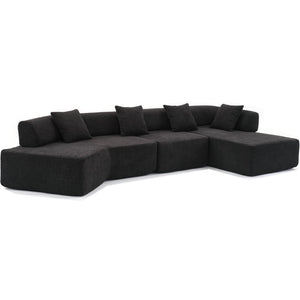 English Elm [new Boucle Modular Sectional Sofa with Chaise Pre-assembled Four Seat L-shape Living Room Couch W2108S00069
