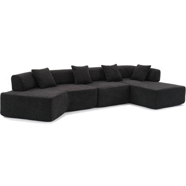 English Elm [new Boucle Modular Sectional Sofa with Chaise Pre-assembled Four Seat L-shape Living Room Couch W2108S00069