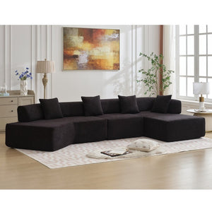 English Elm [new Boucle Modular Sectional Sofa with Chaise Pre-assembled Four Seat L-shape Living Room Couch W2108S00069