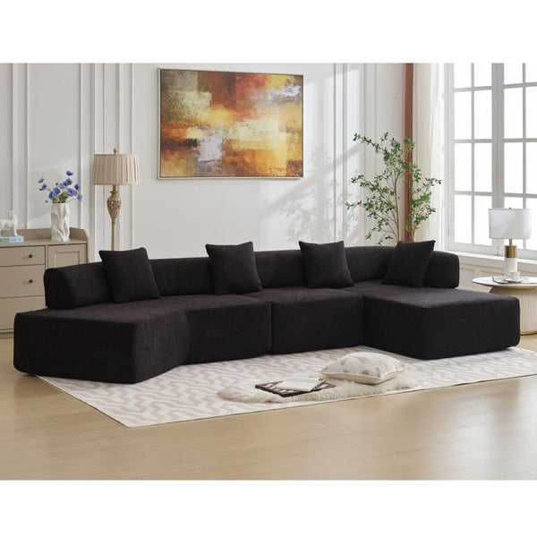 English Elm [new Boucle Modular Sectional Sofa with Chaise Pre-assembled Four Seat L-shape Living Room Couch W2108S00069