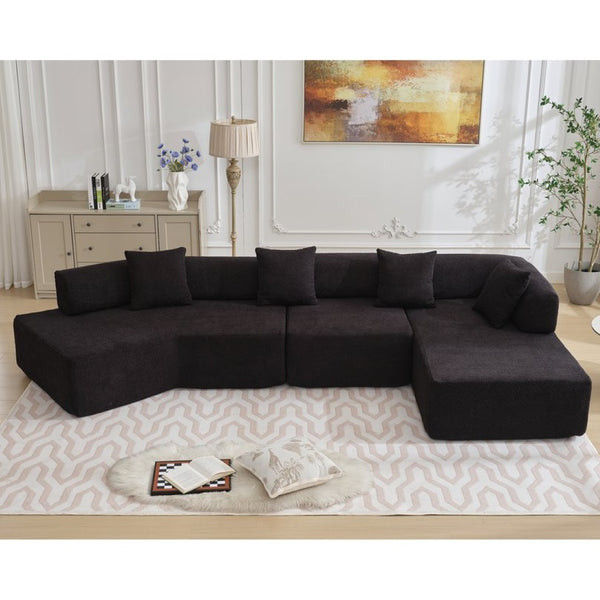 English Elm [new Boucle Modular Sectional Sofa with Chaise Pre-assembled Four Seat L-shape Living Room Couch W2108S00069
