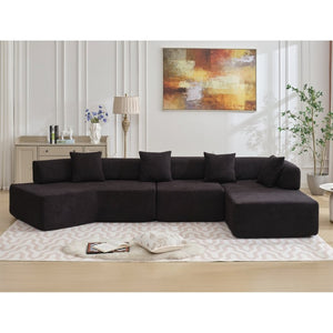 English Elm [new Boucle Modular Sectional Sofa with Chaise Pre-assembled Four Seat L-shape Living Room Couch W2108S00069