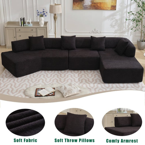 English Elm [new Boucle Modular Sectional Sofa with Chaise Pre-assembled Four Seat L-shape Living Room Couch W2108S00069