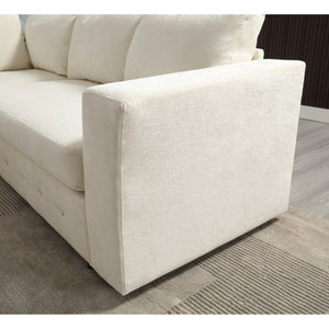 English Elm [new Arrived] Oversized U-shaped Chenille Sectional with Storage Chaise Crystal Button Accents Beige W2108S00073
