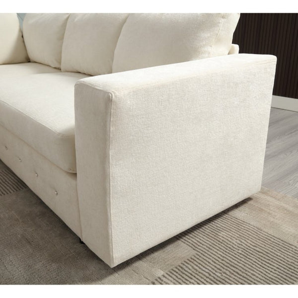 English Elm [new Arrived] Oversized U-shaped Chenille Sectional with Storage Chaise Crystal Button Accents Beige W2108S00073