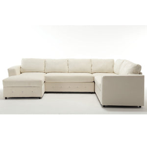 English Elm [new Arrived] Oversized U-shaped Chenille Sectional with Storage Chaise Crystal Button Accents Beige W2108S00073