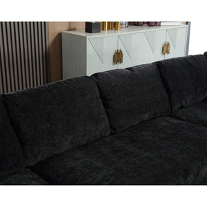 English Elm [new Arrived] Oversized U-shaped Chenille Sectional with Storage Chaise Crystal Button Accents Black W2108S00074