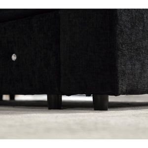 English Elm [new Arrived] Oversized U-shaped Chenille Sectional with Storage Chaise Crystal Button Accents Black W2108S00074