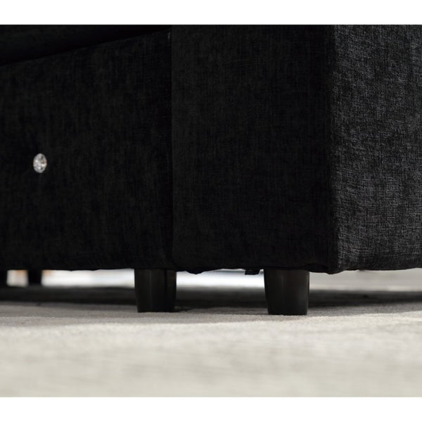 English Elm [new Arrived] Oversized U-shaped Chenille Sectional with Storage Chaise Crystal Button Accents Black W2108S00074
