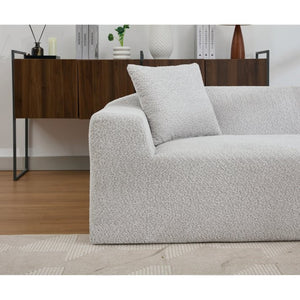 English Elm [new Arrived] Boucle Cloud Sofa Set 3 Seater and Loveseat with Built-in Side Tables Light Gray W2108S00077