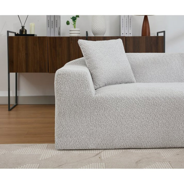 English Elm [new Arrived] Boucle Cloud Sofa Set 3 Seater and Loveseat with Built-in Side Tables Light Gray W2108S00077