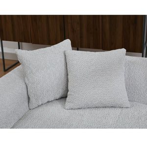 English Elm [new Arrived] Boucle Cloud Sofa Set 3 Seater and Loveseat with Built-in Side Tables Light Gray W2108S00077