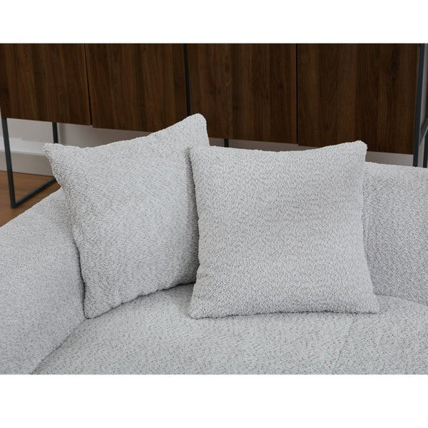 English Elm [new Arrived] Boucle Cloud Sofa Set 3 Seater and Loveseat with Built-in Side Tables Light Gray W2108S00077