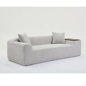 English Elm [new Arrived] Boucle Cloud Sofa Set 3 Seater and Loveseat with Built-in Side Tables Light Gray W2108S00077