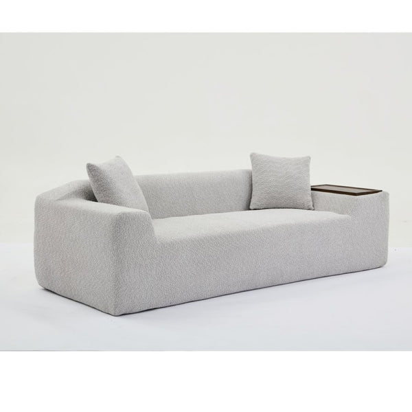 English Elm [new Arrived] Boucle Cloud Sofa Set 3 Seater and Loveseat with Built-in Side Tables Light Gray W2108S00077