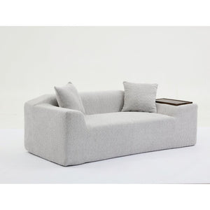 English Elm [new Arrived] Boucle Cloud Sofa Set 3 Seater and Loveseat with Built-in Side Tables Light Gray W2108S00077