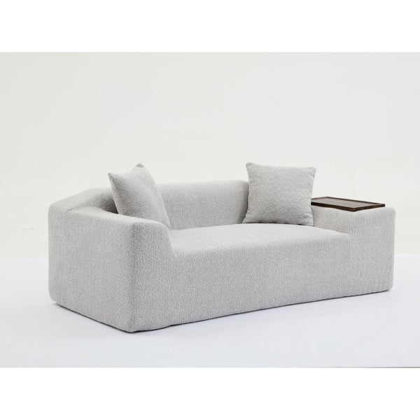 English Elm [new Arrived] Boucle Cloud Sofa Set 3 Seater and Loveseat with Built-in Side Tables Light Gray W2108S00077