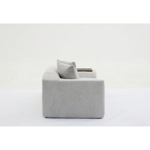 English Elm [new Arrived] Boucle Cloud Sofa Set 3 Seater and Loveseat with Built-in Side Tables Light Gray W2108S00077