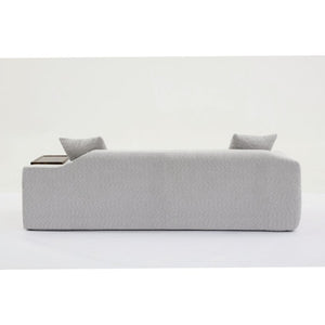 English Elm [new Arrived] Boucle Cloud Sofa Set 3 Seater and Loveseat with Built-in Side Tables Light Gray W2108S00077