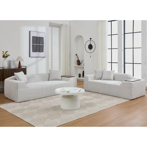English Elm [new Arrived] Boucle Cloud Sofa Set 3 Seater and Loveseat with Built-in Side Tables Light Gray W2108S00077