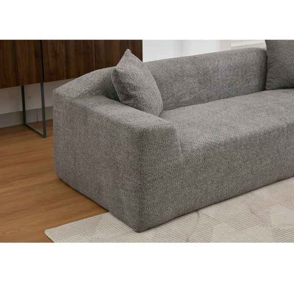 English Elm [new Arrived] Boucle Cloud Sofa Set 3 Seater and Loveseat with Built-in Side Tables Dark Gray W2108S00079