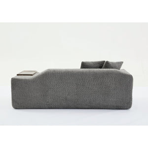 English Elm [new Arrived] Boucle Cloud Sofa Set 3 Seater and Loveseat with Built-in Side Tables Dark Gray W2108S00079