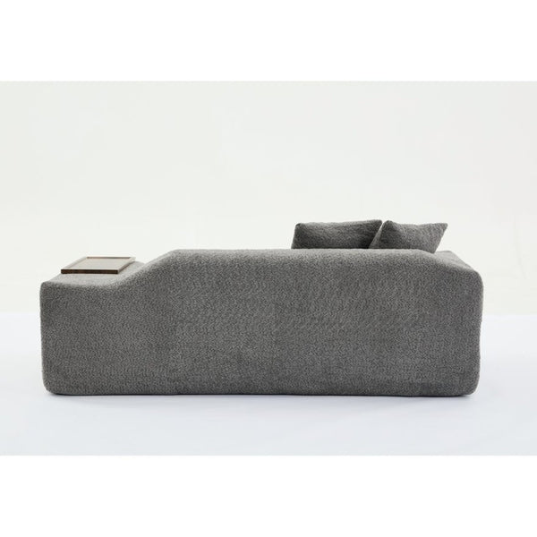 English Elm [new Arrived] Boucle Cloud Sofa Set 3 Seater and Loveseat with Built-in Side Tables Dark Gray W2108S00079