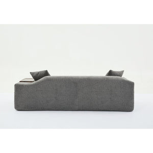 English Elm [new Arrived] Boucle Cloud Sofa Set 3 Seater and Loveseat with Built-in Side Tables Dark Gray W2108S00079