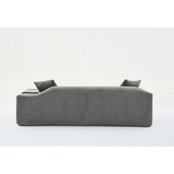 English Elm [new Arrived] Boucle Cloud Sofa Set 3 Seater and Loveseat with Built-in Side Tables Dark Gray W2108S00079