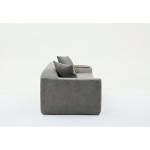 English Elm [new Arrived] Boucle Cloud Sofa Set 3 Seater and Loveseat with Built-in Side Tables Dark Gray W2108S00079