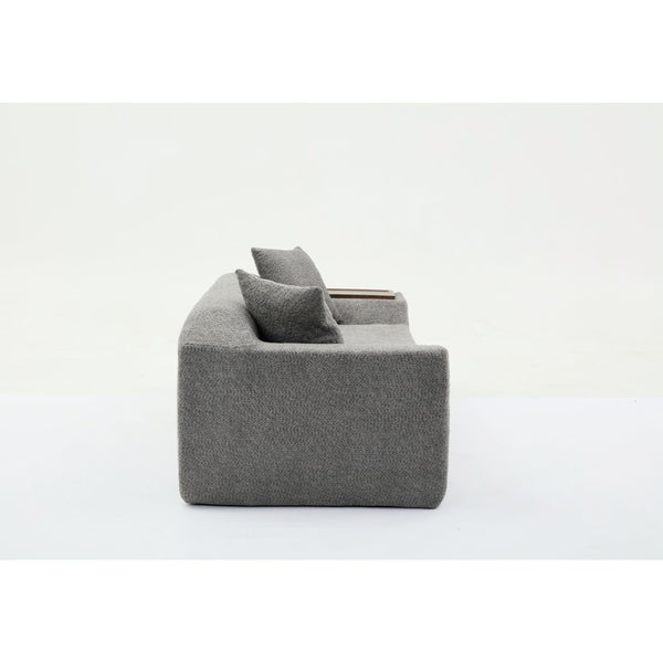 English Elm [new Arrived] Boucle Cloud Sofa Set 3 Seater and Loveseat with Built-in Side Tables Dark Gray W2108S00079