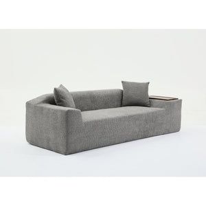 English Elm [new Arrived] Boucle Cloud Sofa Set 3 Seater and Loveseat with Built-in Side Tables Dark Gray W2108S00079