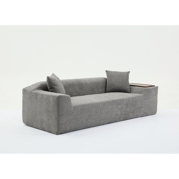 English Elm [new Arrived] Boucle Cloud Sofa Set 3 Seater and Loveseat with Built-in Side Tables Dark Gray W2108S00079