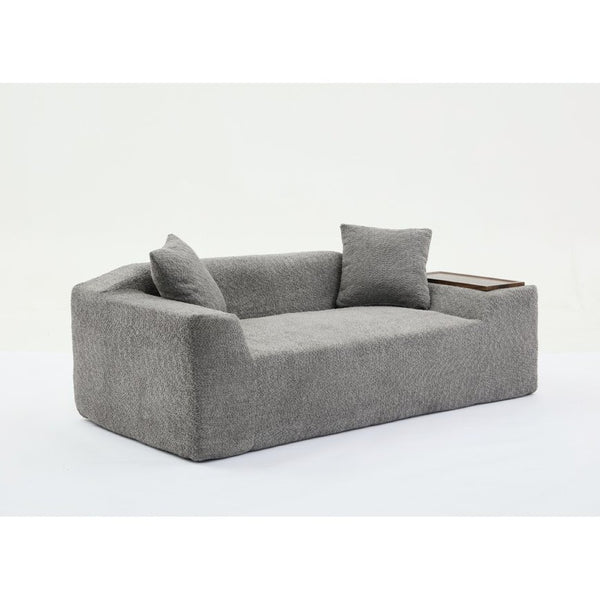 English Elm [new Arrived] Boucle Cloud Sofa Set 3 Seater and Loveseat with Built-in Side Tables Dark Gray W2108S00079