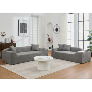 English Elm [new Arrived] Boucle Cloud Sofa Set 3 Seater and Loveseat with Built-in Side Tables Dark Gray W2108S00079