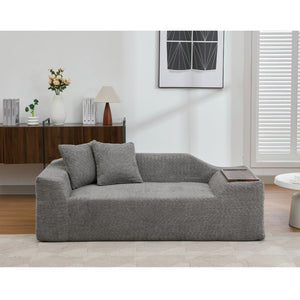 English Elm [new Arrived] Boucle Cloud Sofa Set 3 Seater and Loveseat with Built-in Side Tables Dark Gray W2108S00079
