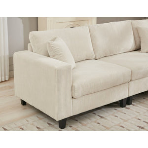 English Elm New Modular Corduroy Sectional Sofa with Deep Seats and Eleven Included Cushions W2108S00089