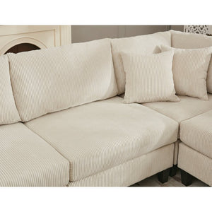 English Elm New Modular Corduroy Sectional Sofa with Deep Seats and Eleven Included Cushions W2108S00089