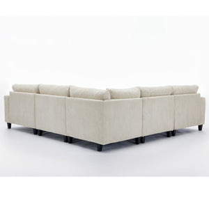 English Elm New Modular Corduroy Sectional Sofa with Deep Seats and Eleven Included Cushions W2108S00089