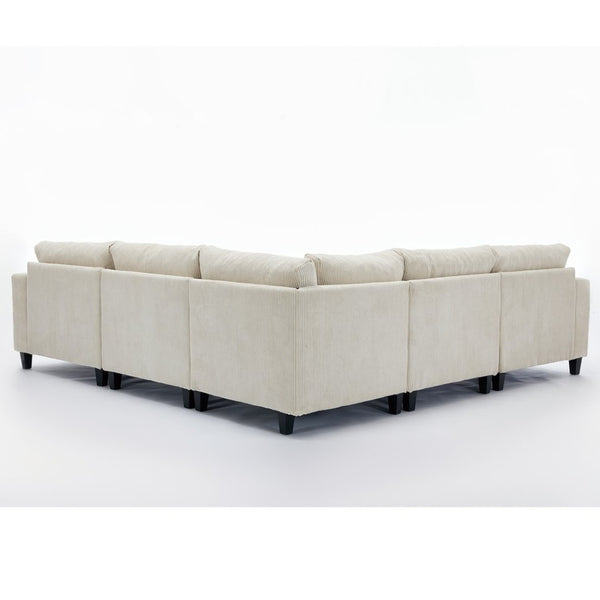 English Elm New Modular Corduroy Sectional Sofa with Deep Seats and Eleven Included Cushions W2108S00089