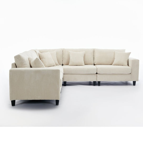 English Elm New Modular Corduroy Sectional Sofa with Deep Seats and Eleven Included Cushions W2108S00089