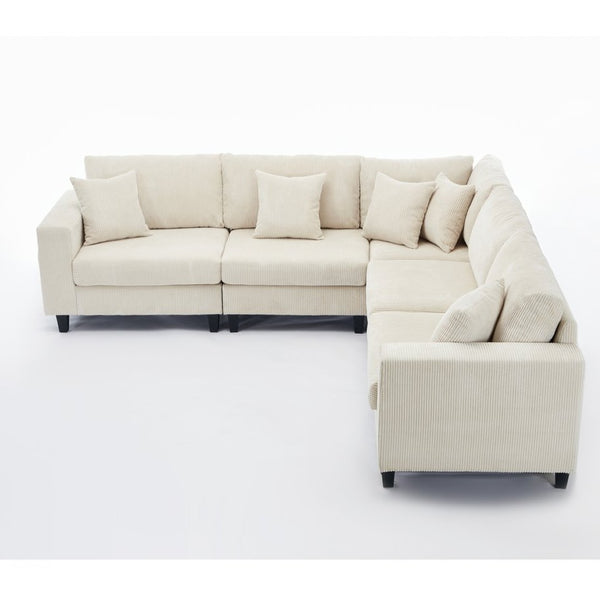 English Elm New Modular Corduroy Sectional Sofa with Deep Seats and Eleven Included Cushions W2108S00089