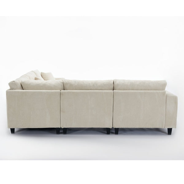 English Elm New Modular Corduroy Sectional Sofa with Deep Seats and Eleven Included Cushions W2108S00089