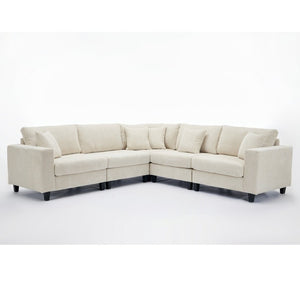 English Elm New Modular Corduroy Sectional Sofa with Deep Seats and Eleven Included Cushions W2108S00089