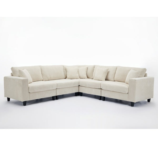 English Elm New Modular Corduroy Sectional Sofa with Deep Seats and Eleven Included Cushions W2108S00089