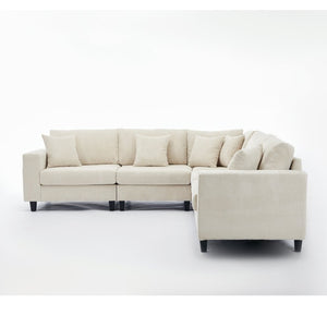 English Elm New Modular Corduroy Sectional Sofa with Deep Seats and Eleven Included Cushions W2108S00089