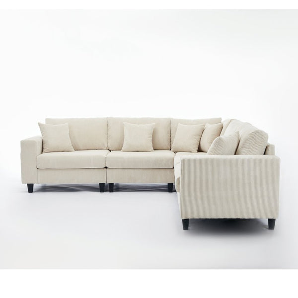 English Elm New Modular Corduroy Sectional Sofa with Deep Seats and Eleven Included Cushions W2108S00089