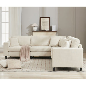 English Elm New Modular Corduroy Sectional Sofa with Deep Seats and Eleven Included Cushions W2108S00089