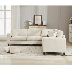 English Elm New Modular Corduroy Sectional Sofa with Deep Seats and Eleven Included Cushions W2108S00089