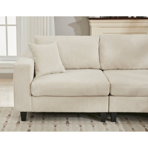 English Elm New Modular Corduroy Sectional Sofa with Deep Seats and Eleven Included Cushions W2108S00089